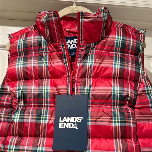 NWT 100% Down Red Plaid Puffer Women Vest Rugged Outdoor Durable Lands End 1X - Picture 16 of 16